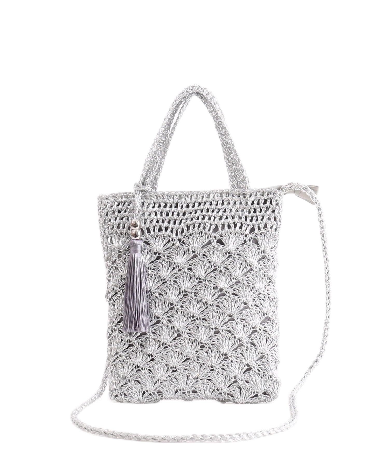 

Metallic Pattern Knitted Mini Shoulder Bag for Women 2413112011 Silver [Cuko] (906)