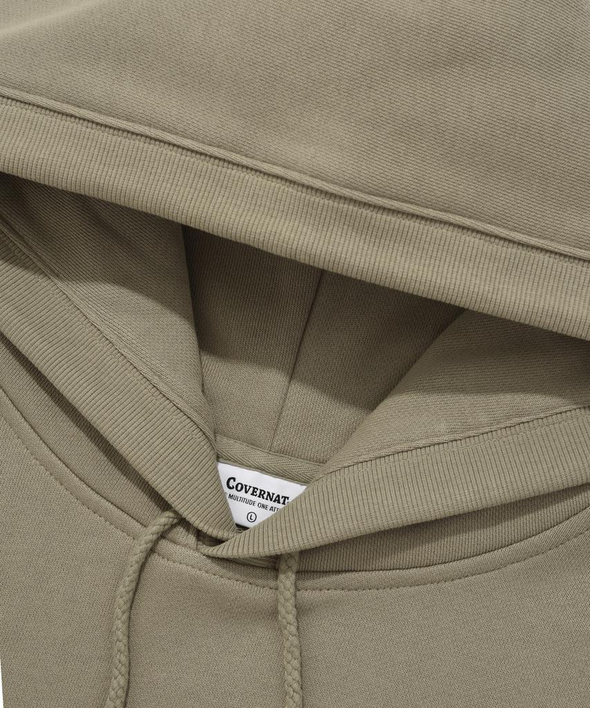 Oversized Small Authentic Logo Hoodie Beige