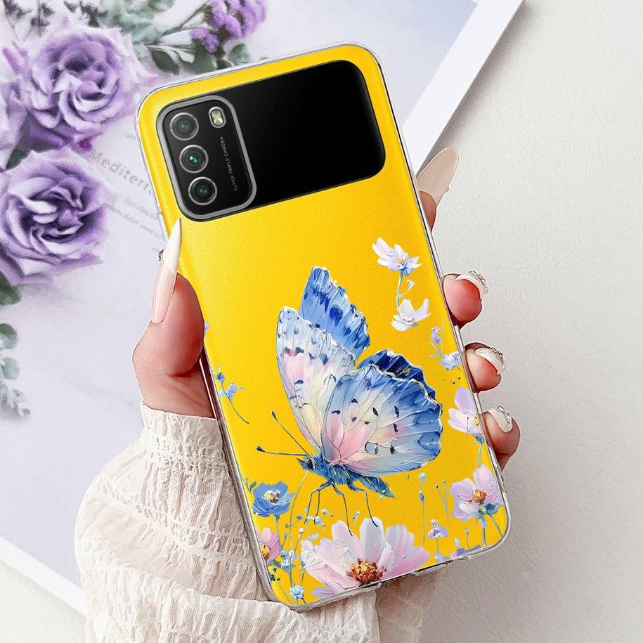 For Xiaomi Poco M3 Case Poco M3 Pro 5G Cover Fashion Flower Bowknot Capa Soft Slim Silicone Bumper For Xiaomi PocoM3 M3Pro Shell
