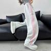 Girls Big Kids Striped Casual High Waist Wide Leg Long Sports Sweatpants