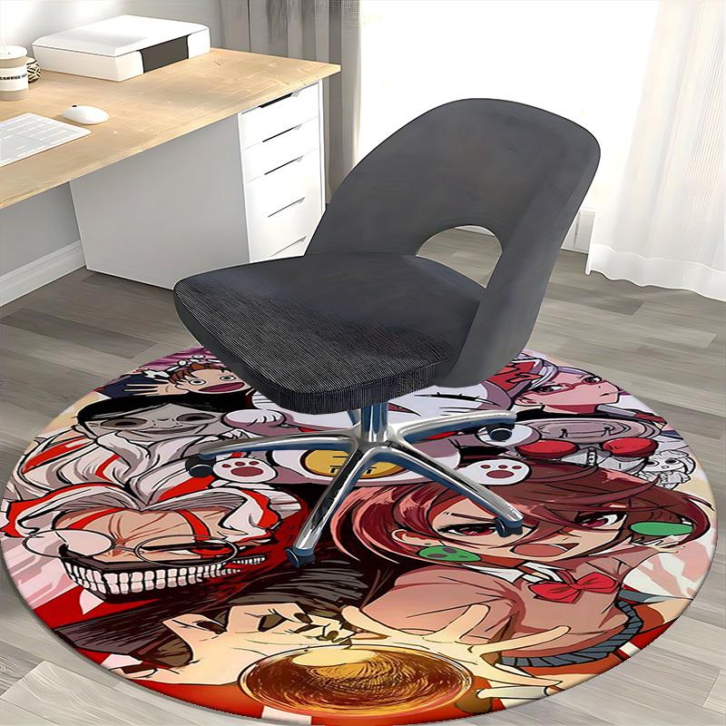 1pc Anime Cat with Thousand Yen Coin Round Carpet - Office Chair Mat, Non-Slip Rug for Home Decor, Living Room, Bedroom