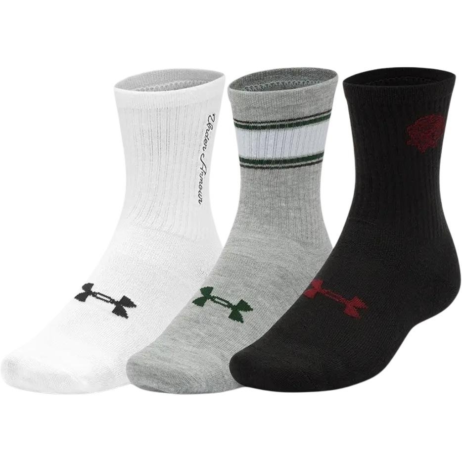 Under Armour Жаккардовые повседневные дышащие удобные носки до середины икры с логотипом-буквой, 3 пары, женские носки 1382942-101