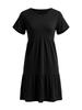 Womens V Neck Tiered Dress Short Sleeve Loose Casual Knee Length Dress