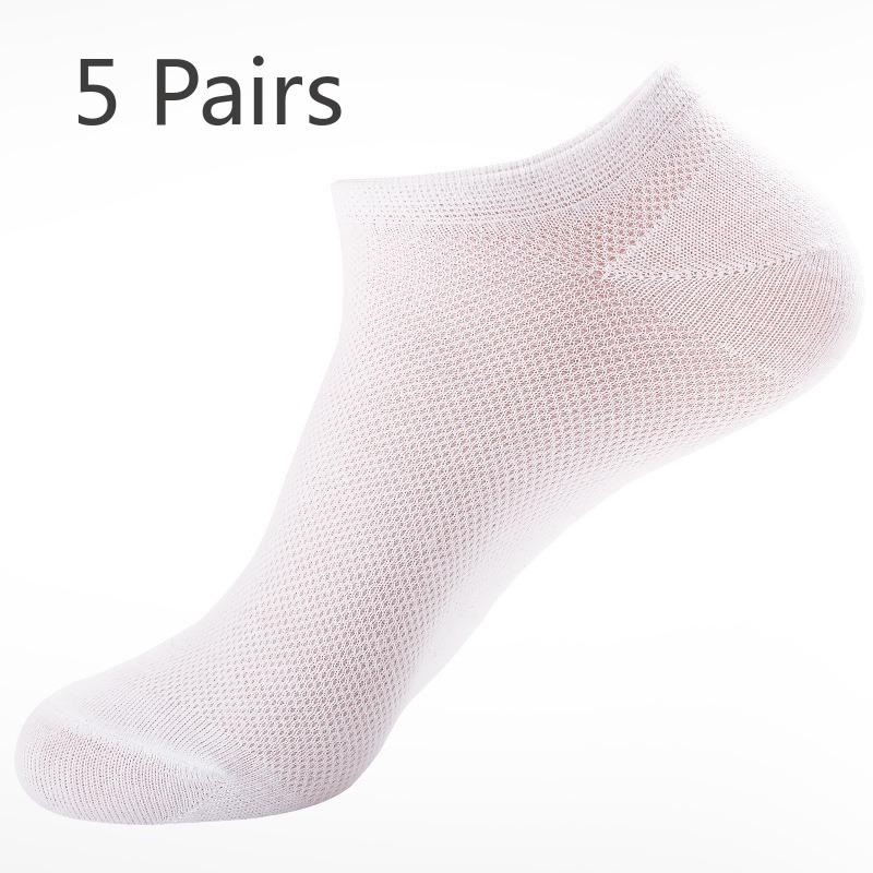 

5 пар мужских летних тонких носков-лодочек из чистого хлопка, дышащая сетка, невидимые 5 Pairs белый