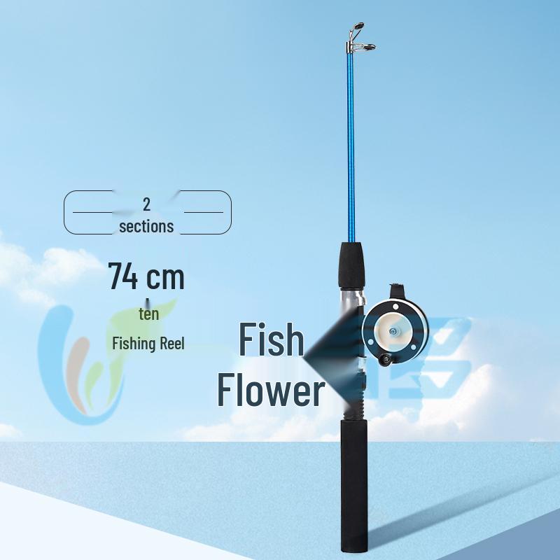 Kids' Retractable Mini Fishing Rod with Reel – Glass Fiber Ice Rod for Crabs & Lobsters