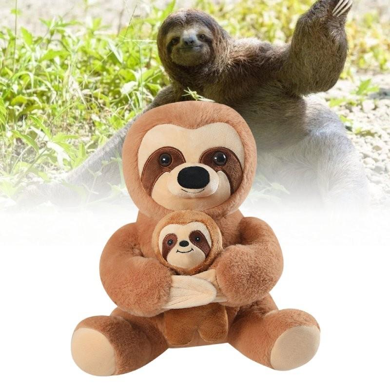 Cute Sloth Plush Toy Mother And Baby Soft Stuffed Animal Doll Kids Gift 20cm And 30cm