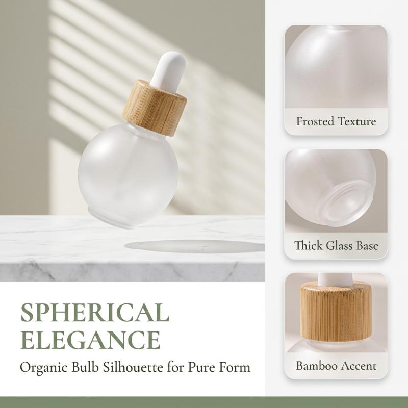 20/30Ml Ball-Shape Dropper Glass Bottle Spherical Refill Wood Cap Massage Oils Serum Aromatherapy Liquid For Pipette