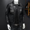 Padded Thick Male Casual Cardigan Autumn Winter Men Lapel Faux Leather Jacket Outerwear Fashion Streetwear Solid Motorcycle Coats