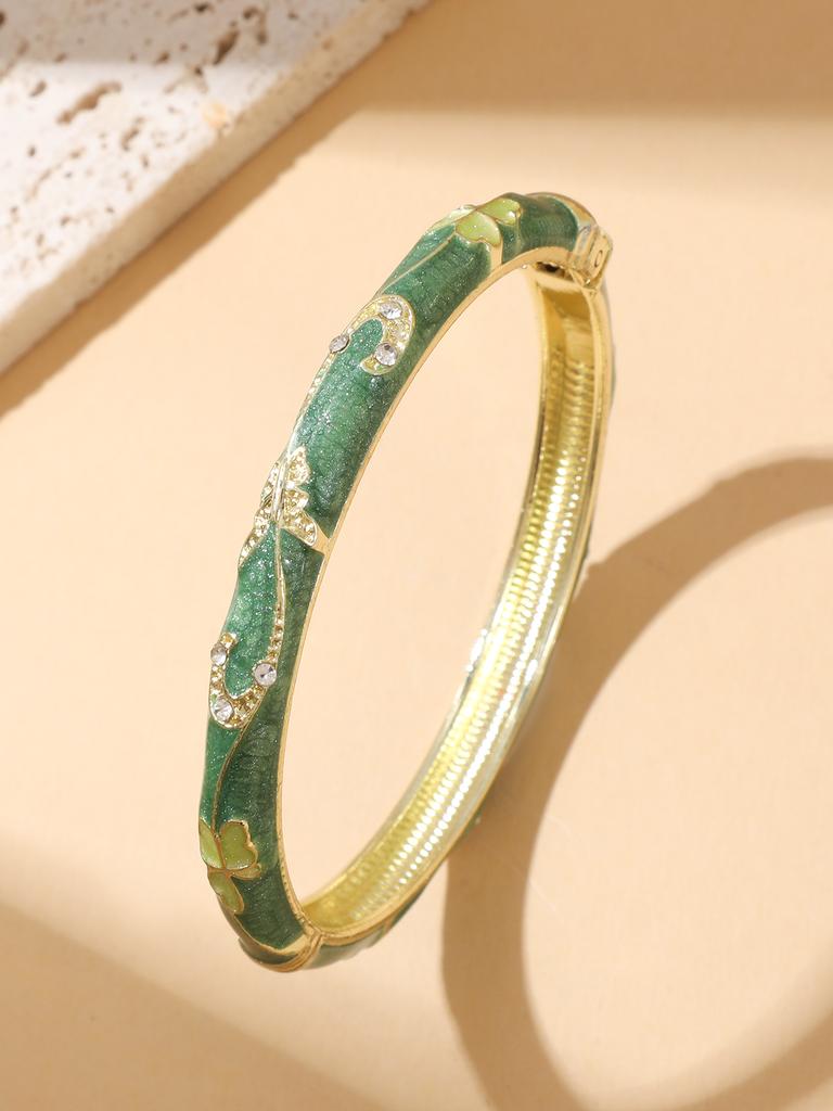 FTCY Colorful Enamel Flower Bangles For Women Enamel Dropped Glaze Floral Zircon Bangle Luxury Jewelry Gifts