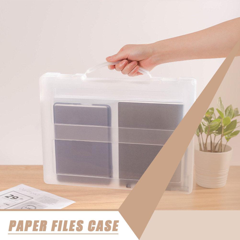 Handheld Transparent Plastic Files Case Portable Documents Box for A4 Papers Certificates Written Materials Sturdy Space Saving