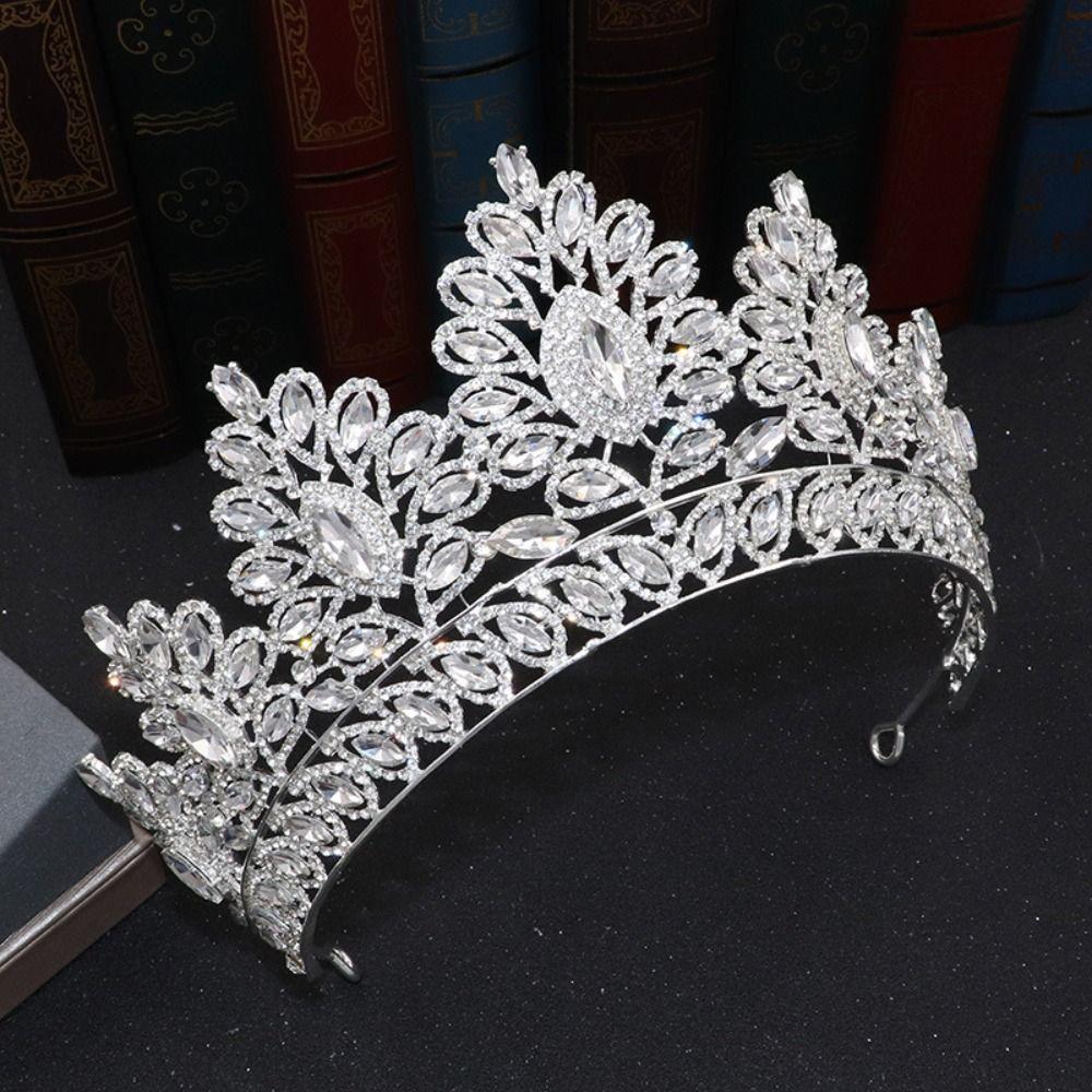 Sparkling Zinc Zinc Alloy Princess Crown Luxury Rhinestone Pageant Diadem Women Hair Hoop  Stage Performances