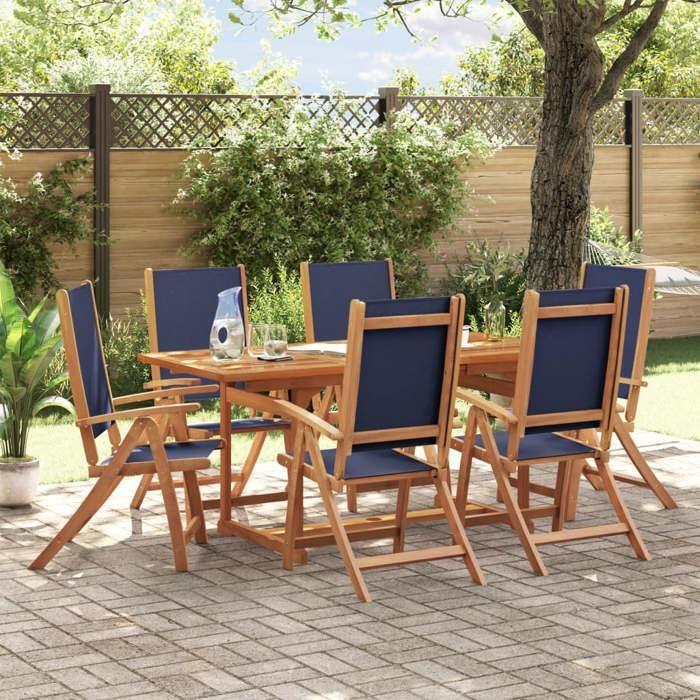 VidaXL 7pcs Garden Dining Set Solid Acacia Wood Textilene 3279298