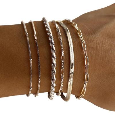Alloy Jewelry Set With Bracelets And Anklets Sturdy Alloy Bracelet And Anklet Set In Gold or Silver For Effortless Style