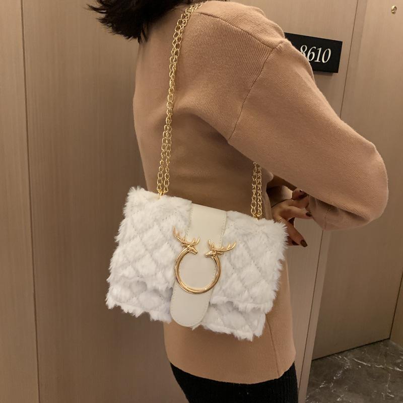Small bag women's 2025 new fashion chain bag lamb wool plush shoulder bag messenger bag