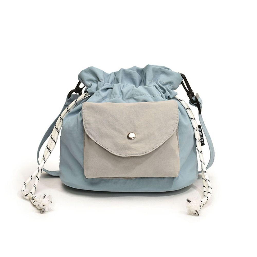 Oxford Shoulder Bag with Pocket Commute Drawstring Bag Simple Crossbody Bag  Girls