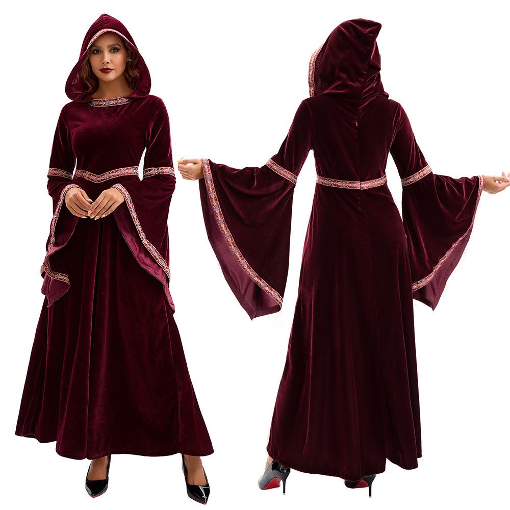 Cosplay Halloween Parent-Child Costume Girls Party Costume Adult European Medieval Burgundy Vampire