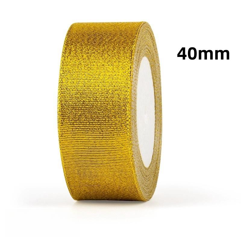 25Yards/Lot 6mm-40mm Gold Silver Glitter Ribbon For DIY Bow Crafts Gift Wrapping Wedding Christmas Decoration Sewing Accessories