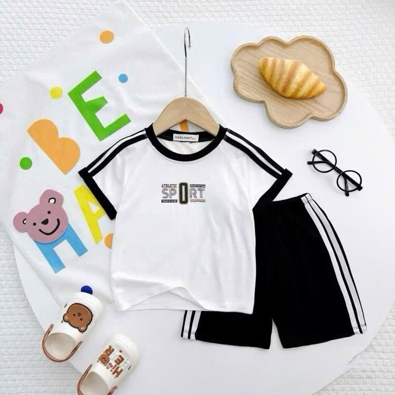 Children's sports style short sleeved set, casual and versatile