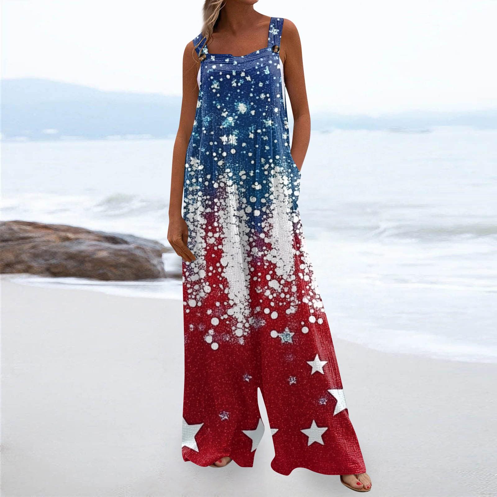 

Женский модный комбинезон с принтом, повседневный свободный винтажный комбинезон с карманами M