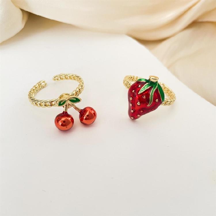 Fashionable Strawberry Rings Portable and Sturdy Alloy Jewelry Accessory for Everyday Use or As Thoughtful Gifts