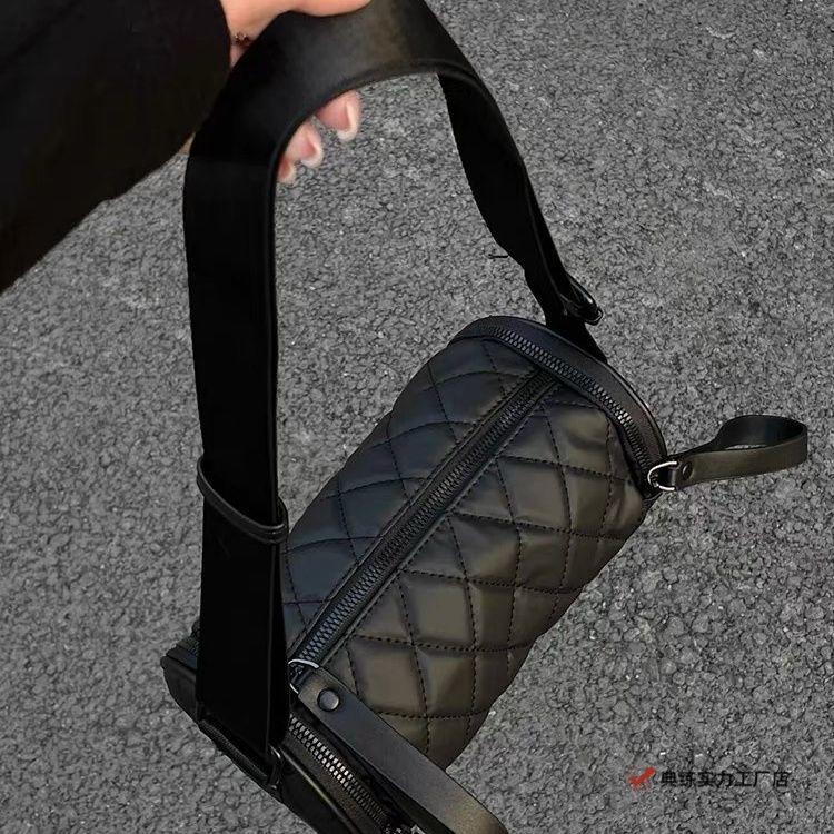 Oxford Cloth Cylinder Messenger Bag Women's Horizontal Niche Pillow Foreign Style Versatile Large Capacity Bucket Bag Messenger Shoulder Bag