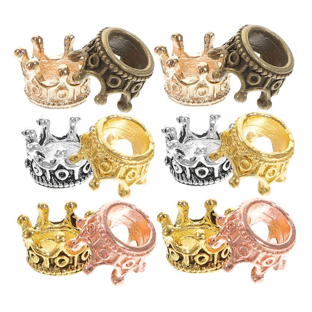 8pcs Mini Crown Spacer Beads, Multicolored Vintage DIY Jewelry Making Accessories, Doll House Miniature Crafts Decor YMY