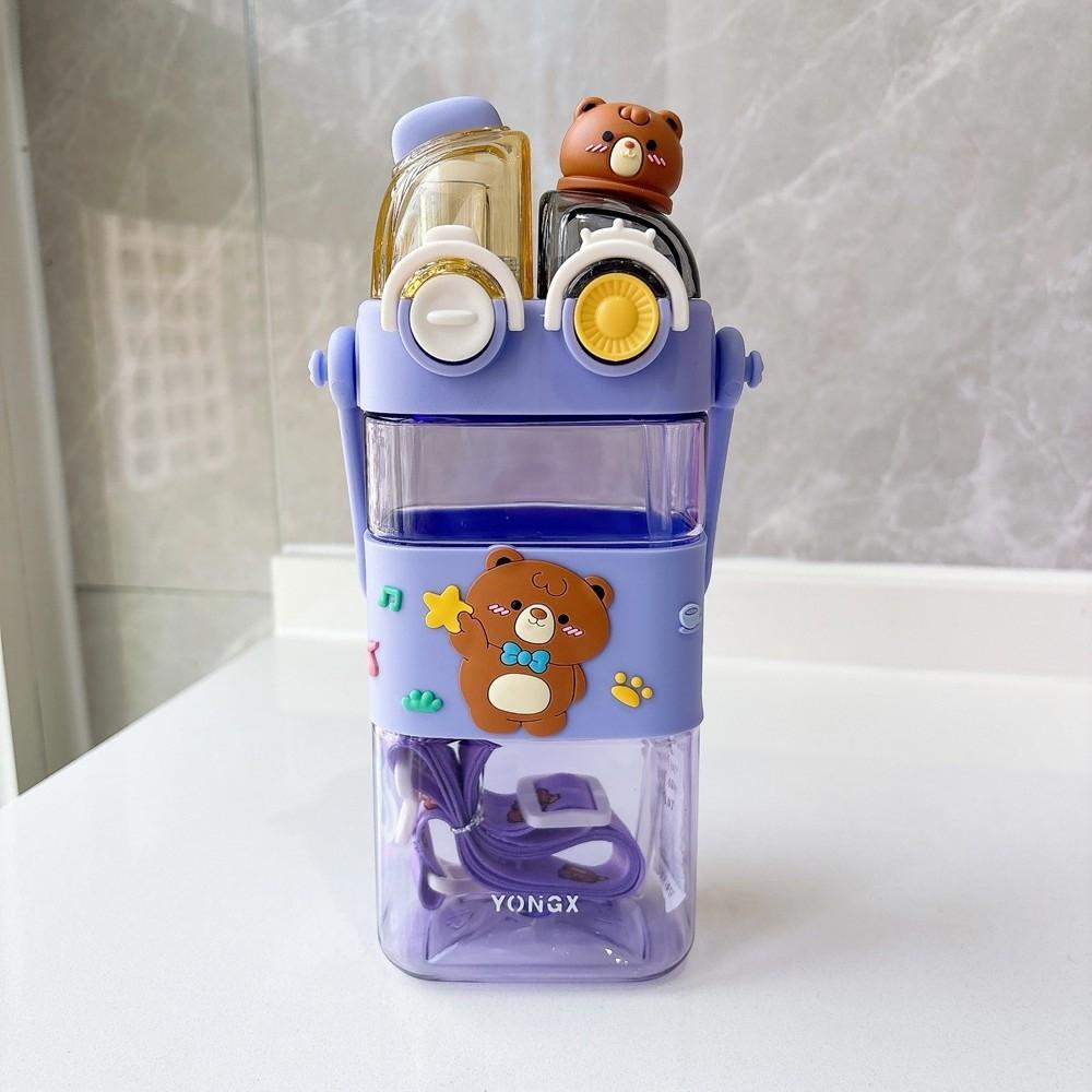 

Cute Large Capacity Bear Plastic Cup Double Drink 580ML Children Water Cup Portable Anti-drop Water Cup for Children