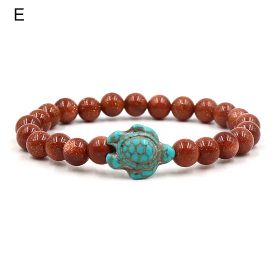 Beads Bracelet Sea Turtle Beaded Elastic Rope Adjustable Boho Decoration Valentines Day Gift Women Men 8mm Natural Faux Stone Friendship Bangle Dating