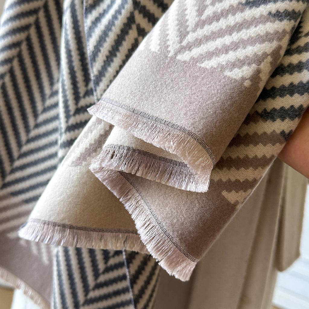 Striped Imitation Cashmere Spring And Autumn Thin Scarf Women'S Gold Thread Light Luxury Versatile Shawl Air Conditioner Blanket Light Luxury Simple