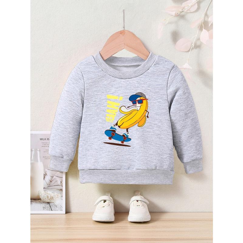 Cartoon Print Crew Neck Sweatshirt - Casual & Comfy, Perfect for Spring/Fall, Machine Washable