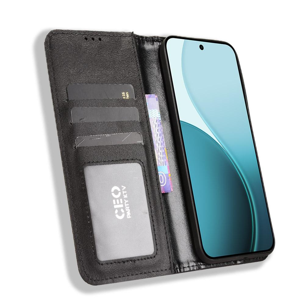 For Oppo Reno14 F 5G Leather Case Wallet Stand Retro Texture Phone Cover