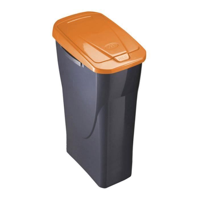 Poubelle 15 Litres Ecobin Avec Couvercle Noir/oranje 31x20x42cm Mondex