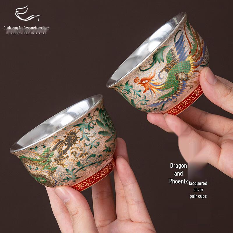 Гунли Дуньхуанское искусство Позолоченная чашка для чая с драконом и фениксом Подарочный набор