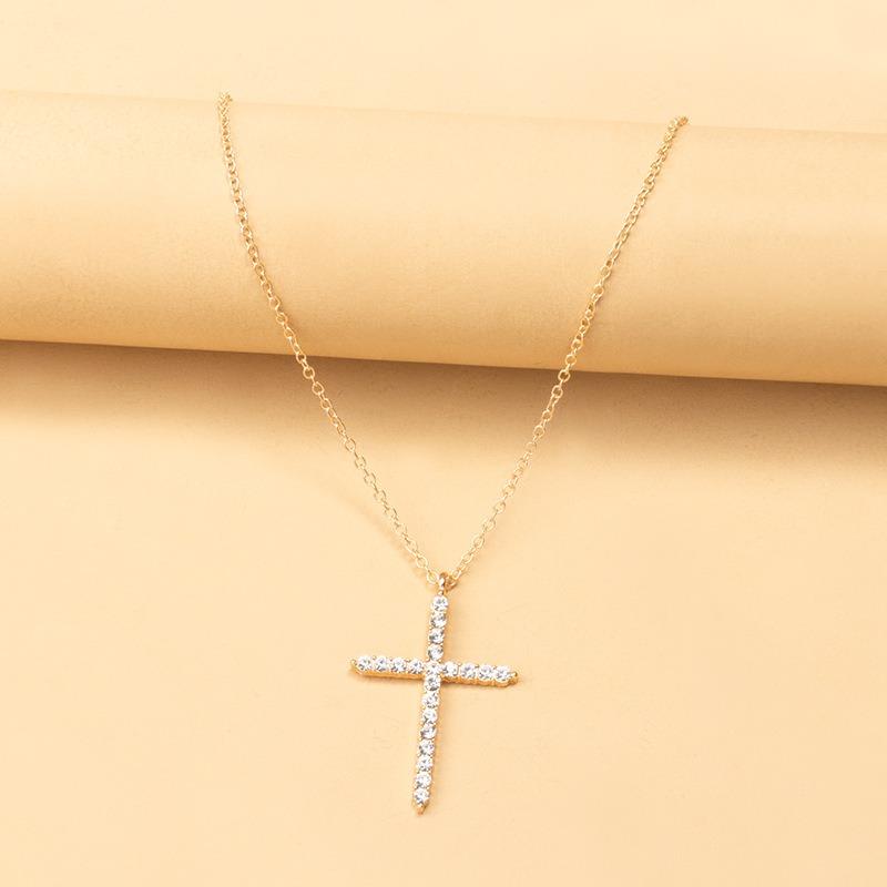 Wind Cross Necklace Personality Niche Diamond Jewelry Alloy Simple Pendant Female