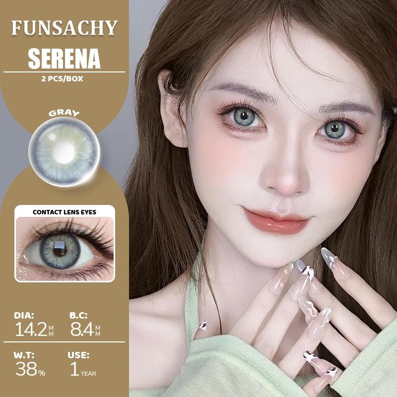 FUNSACHY 1 Pair Colored Contact Lenses Natural Big Black Eyes Blue Green Soft Contact Lenses for Women Brown Gray Contact Lenses