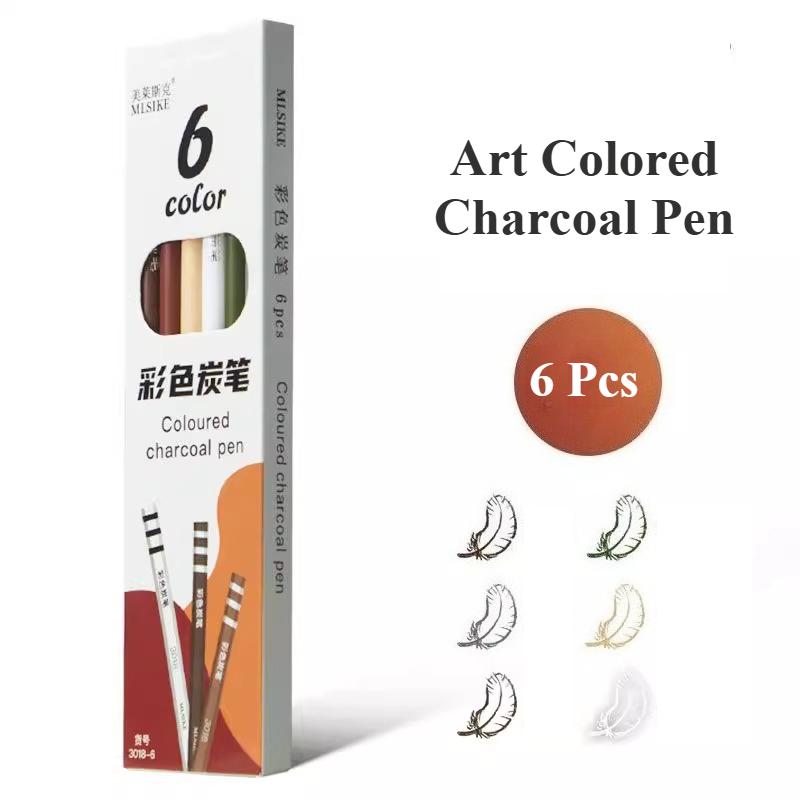 

MLSIKE Color Charcoal Pencils 6/12/24 Pcs Art Students Artists Specialized Sketching Portrait Painting Hand Drawing Set