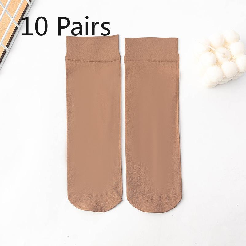 

10 пар женских утолщенных износостойких чулок с защитой от затяжек для весны и осени 10 Pairs кофейный