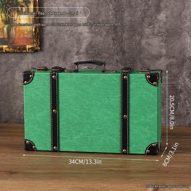 Vintage European-Style Leather Suitcase Trunk and Household Organizer