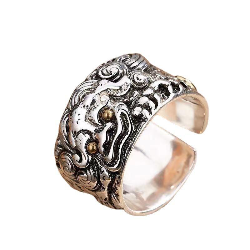 Nieuwe Dominerende, Modieuze en Overdreven Pixiu Ring, Open Ring, Trendy Mannen, Dominerend en Verstelbaar