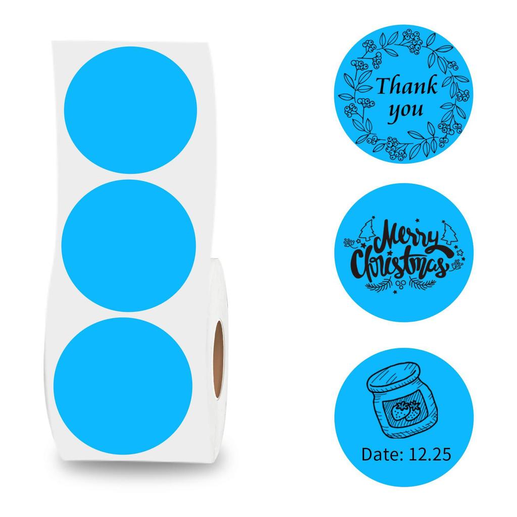 2 Inch Circle Thermal Sticker Labels Self-Adhesive Round Direct Thermal Multi-Purpose Roll Thermal Stickers-600 Labels/1 Roll