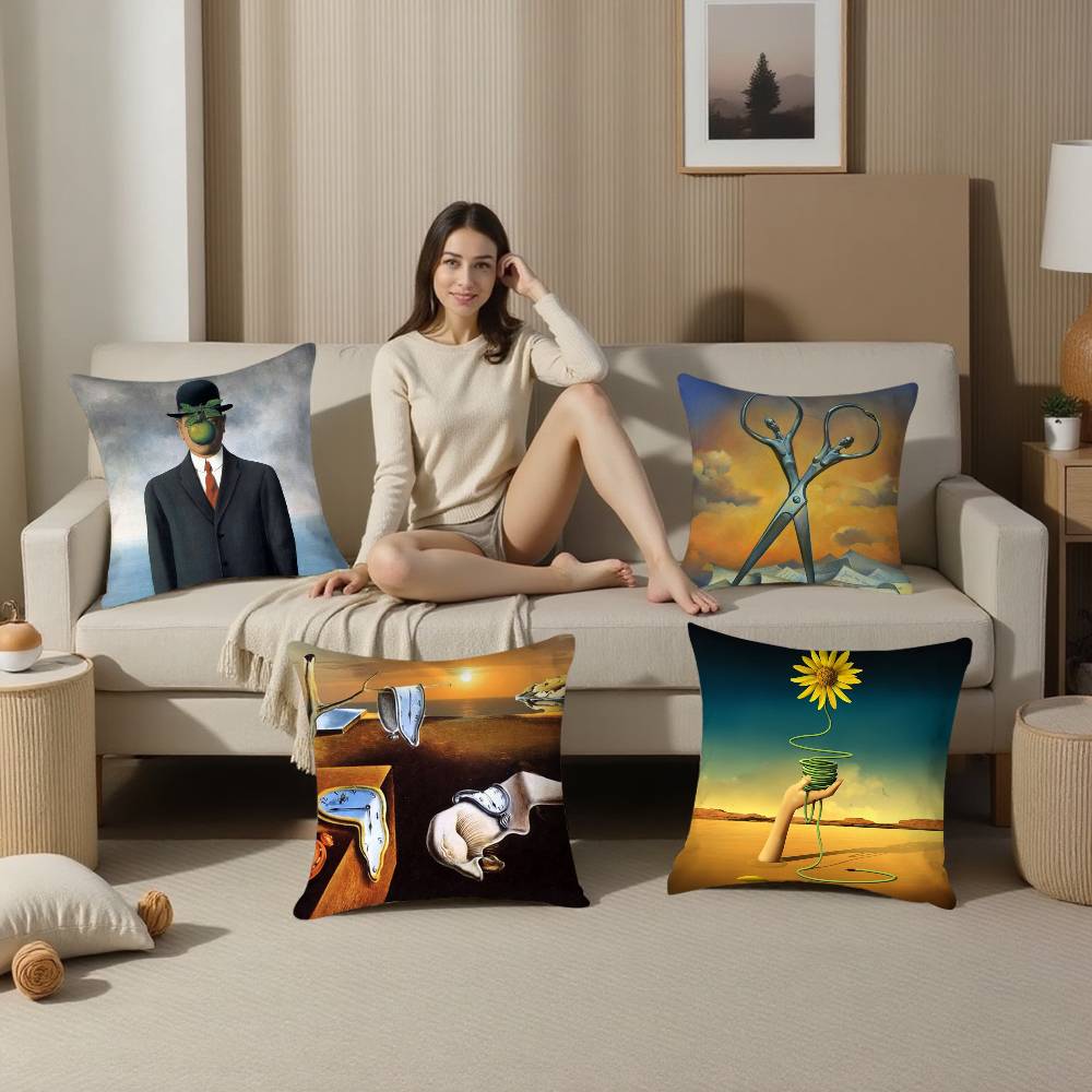 Federa per Cuscino Pop Art Salvador Dalí Divano Soggiorno Camera da Letto Stampa Double-sided Cuscino Quadrato Federa per Cuscino per il Riposo