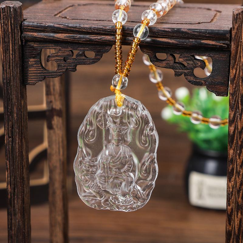 Chinese Ksitigarbha Bodhisattva Pendant Necklace Lucky Amulet Buddha Necklace Jewelry Accessories Gift