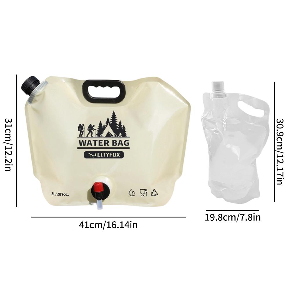 Outdoor Portable Water Bag 8L+2L Large Capacity Water Bag with Faucet Foldable Portable Water Bag PET Material Hydration Pack