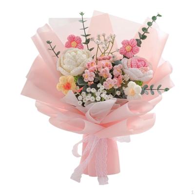 Künstliches Blumenarrangement Gehäkelte Blumenstrauß für Mama Ehefrau Feiertagsgeschenk