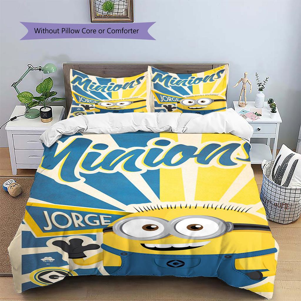 Jorge The Minion's Adorable Greeting: A Comfortable and Cozy Bedding Set—the Perfect Choice To Decorate Your Bedroom.