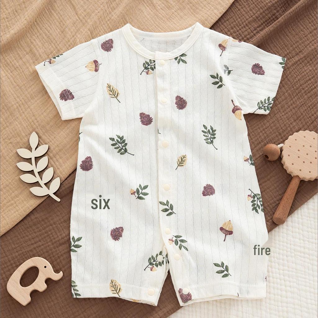Newborn Ultra-Thin Cotton Short-Sleeved Jumpsuit for Summer