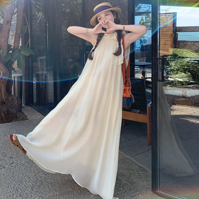 

Праздничный стиль без рукавов с вырезом под шею летнее новое темпераментное элегантное супер фея тюль с открытыми плечами платье XL