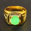 Jade Oval Cut With 925 Sterling Silver Gold Plated Ring For Men's #B142 JL375671581079