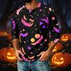 Men's Casual Shirt with Raglan Three-Quarter Sleeves - Halloween Print Top