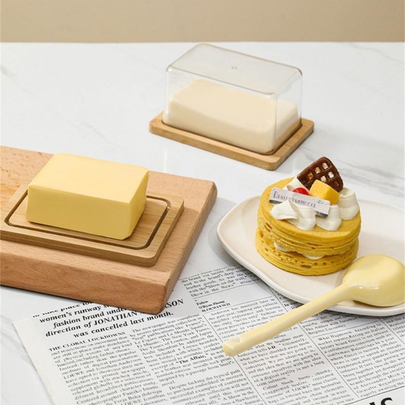Große Kapazität Arbeitsplatte Butterdose Platte mit Acryldeckel Küchenaufbewahrung Butterbehälter Box Butter Geschirr